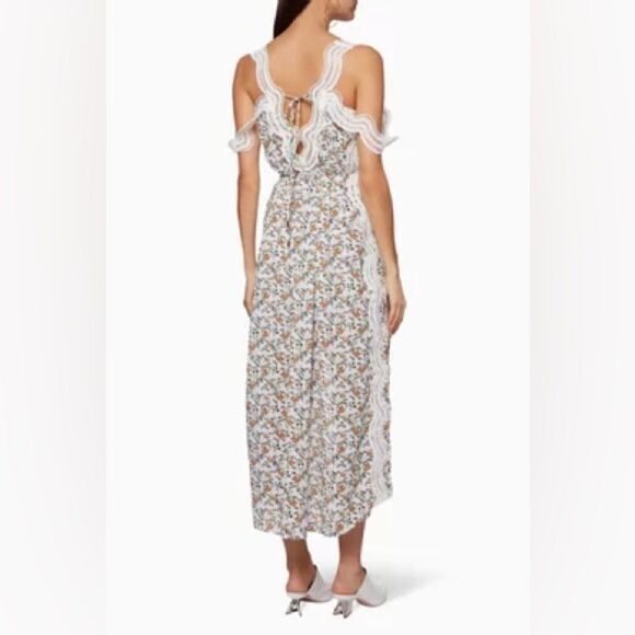 Elliot White Floral Print Elixir Lace Trim Dress - Picture 1 of 12